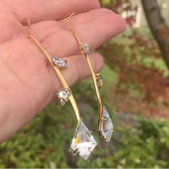 ALEXIS BITTAR • Miss Havisham Gold Flower Bud Crystal Earrings - Picture 2 of 9